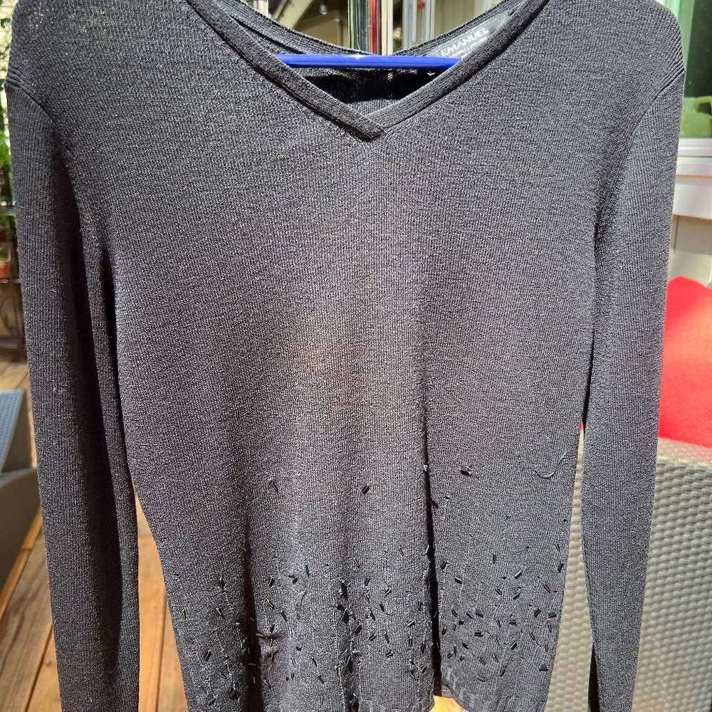 Emanuel Ungaro women's long sleeve beaded thin sweater.